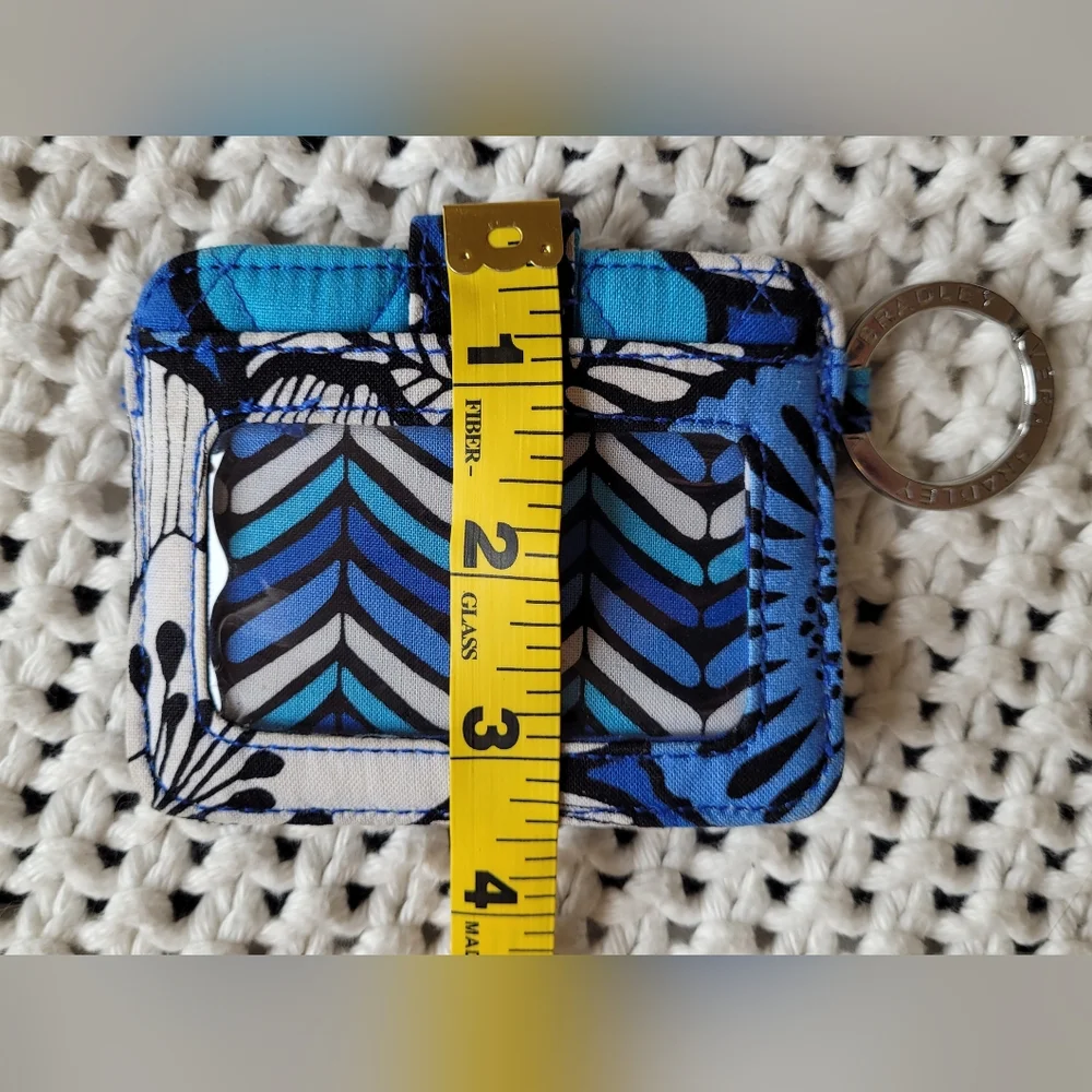 Vera Bradley Quilted Blue Bayou Floral/Herringbone Keychain Card Holder - Picture 11 of 11